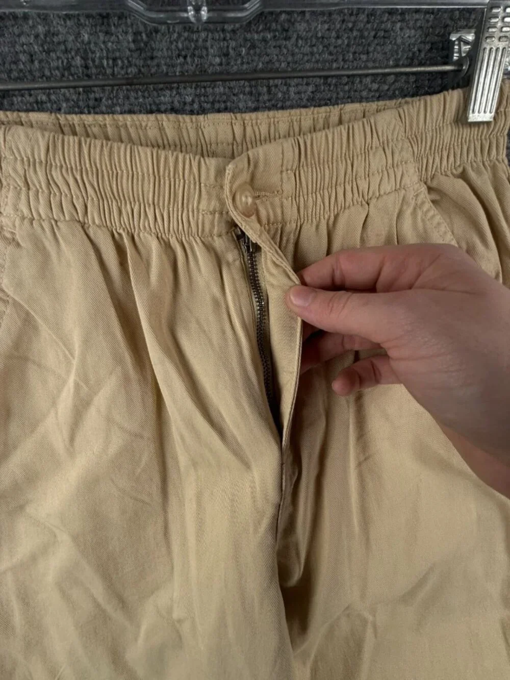 Polo Ralph Lauren Pants Women Beige Capri Size 16 Adult Cotton Elastic Waist